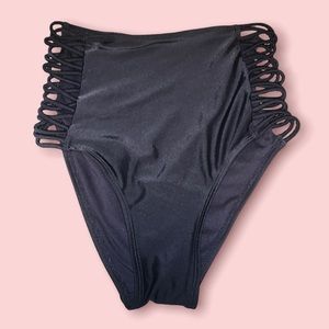 Black High waisted bottom swimwear